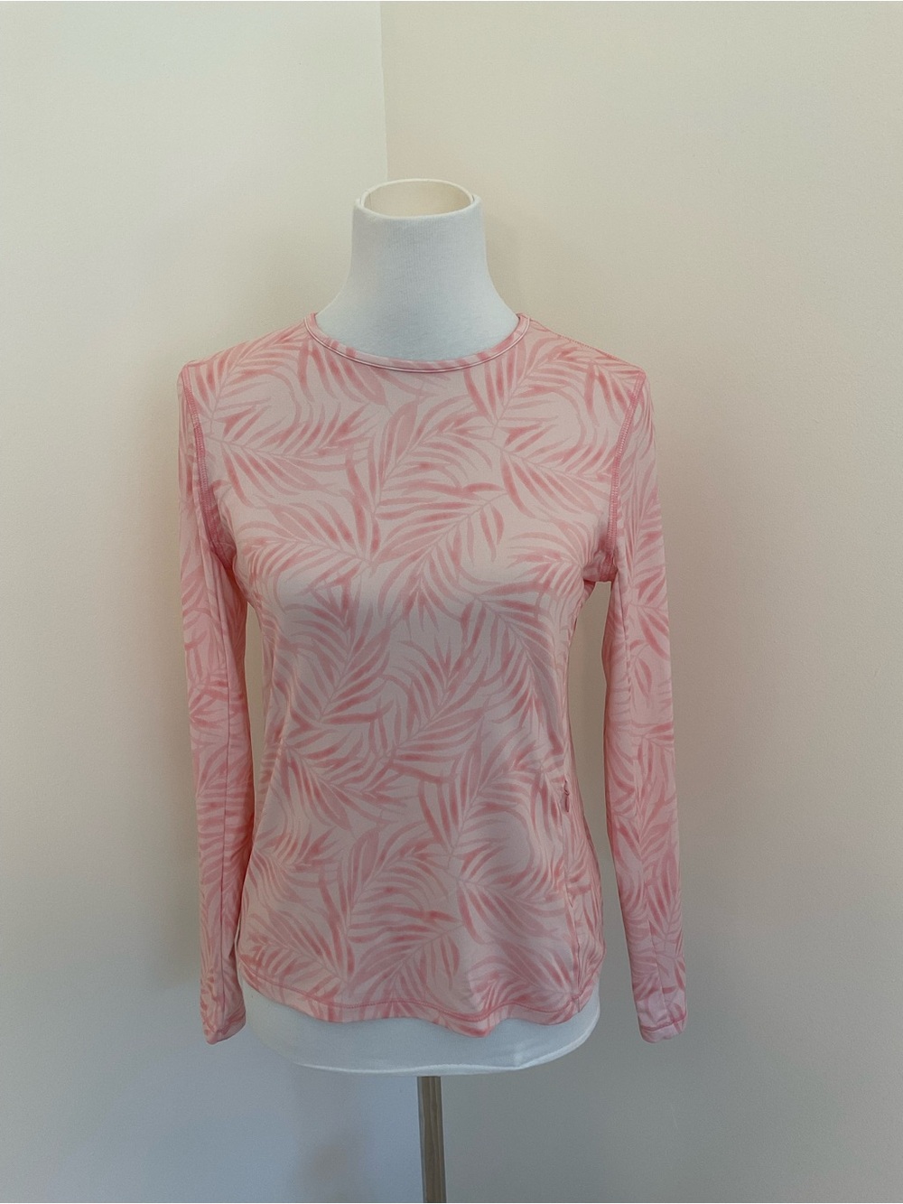 32 Degrees Cool Soft Pink Palm-Print Long Sleeve Athletic Top